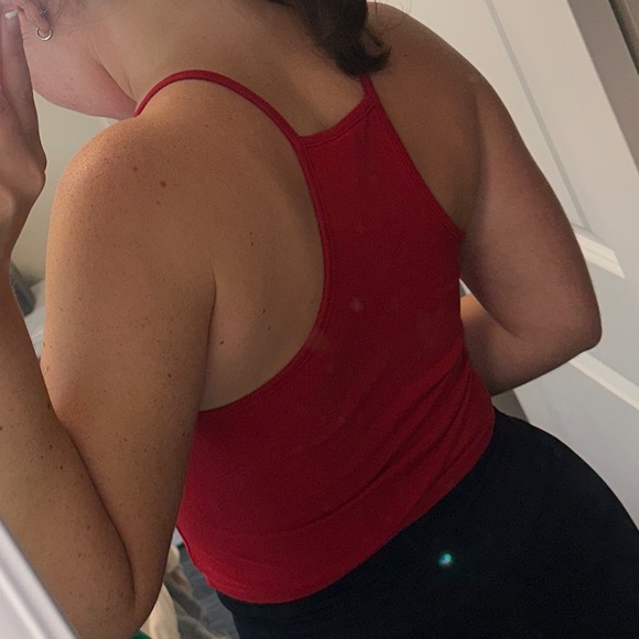 Red flag cropped, halter top. Size small. - Picture 3 of 4